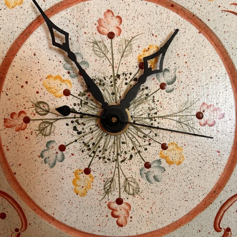 VTG Hand-Painted Rosemaling Blue Birds Floral Wood Clock TESTED WORKS Signed Lee